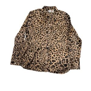 Satin Leopard Print Button Down Shirt